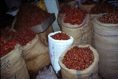 High angle view of vegetables for sale in market