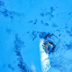 High angle view of frozen swimming pool