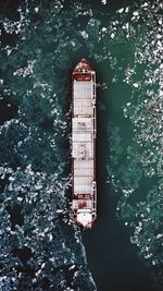 Directly above view of nautical vessel on sea