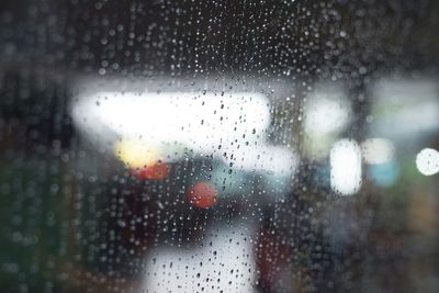 Close-up of water drops on glass