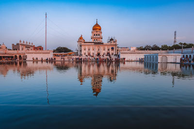 Reflection of building in water