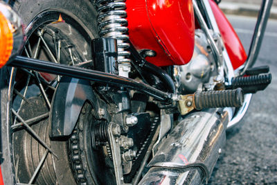 Close-up of bicycle on road