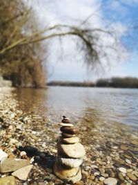 Stack of pebbles on beach