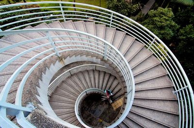 High angle view of spiral stairs