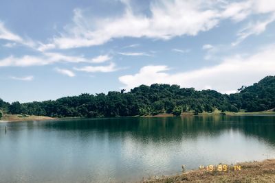 Scenic view of lake against sky