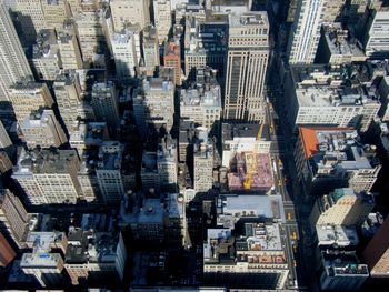High angle view of buildings in city