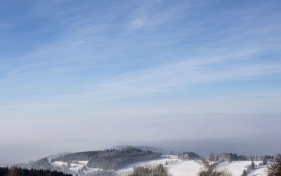 Scenic view of lake against sky during winter