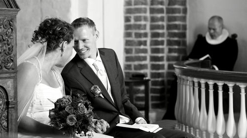 Couple sitting in park