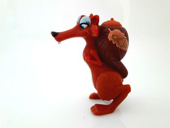 Close-up of stuffed toy against white background