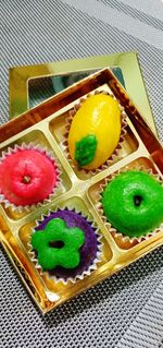 High angle view of fruits on table