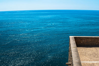 High angle view of sea against clear sky