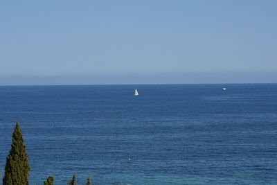 Scenic view of sea against clear sky