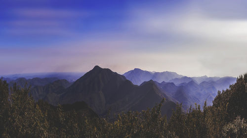 Scenic view of mountains against sky