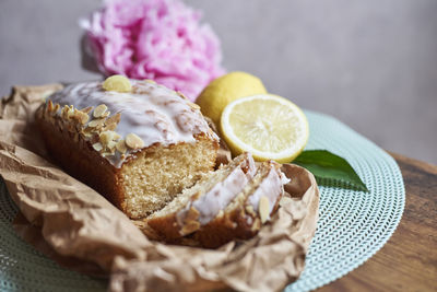 Close-up of food in plate on table