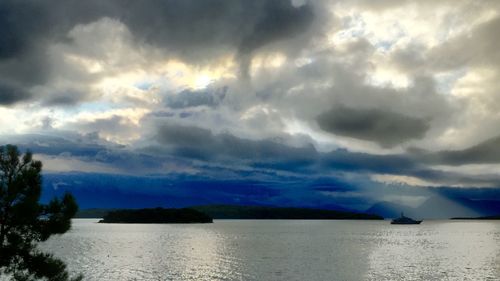 Scenic view of sea against cloudy sky