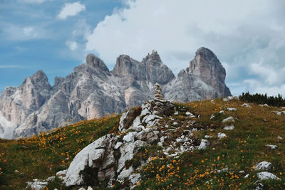 Scenic view of mountains against sky