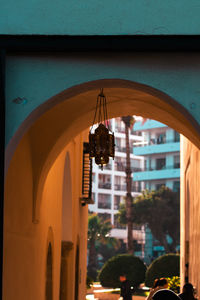 Buildings seen through window