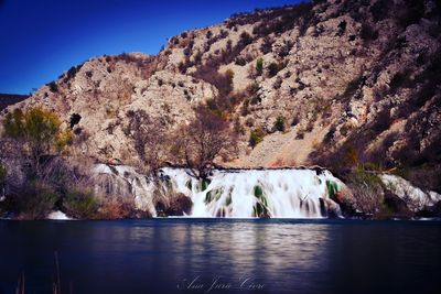 Scenic view of waterfall