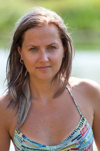 Portrait of beautiful woman standing outdoors