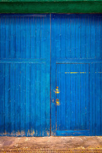 Close-up of closed blue door