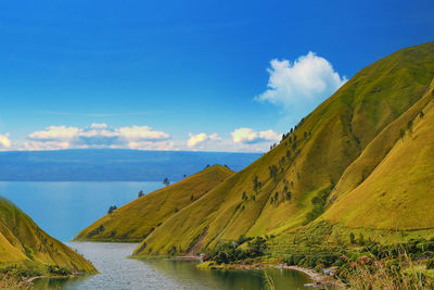 Panoramic view of lake against sky