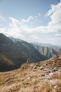 A scenic view on the pyrenees mountain range.