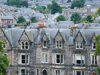 High angle view of buildings in city