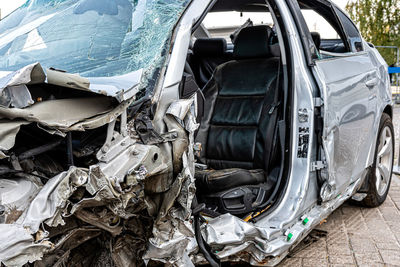 Damaged car parked outdoors