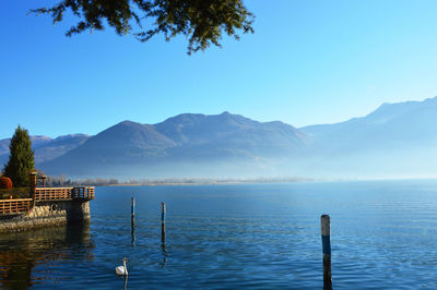 Scenic view of sea against clear sky