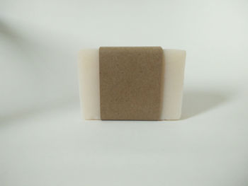 High angle view of paper against white background