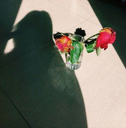 High angle view of roses on floor