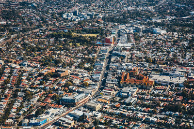 High angle view of city street