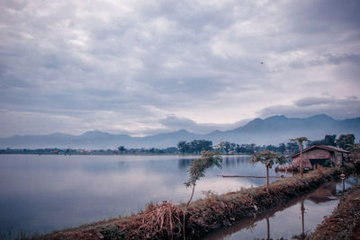 Scenic view of lake against sky