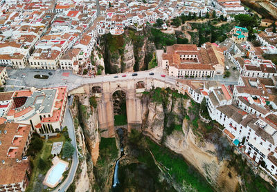 Aerial view of townscape with valley