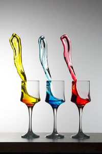 Close-up of multi colored pencils over white background