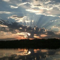 Scenic view of lake against cloudy sky