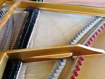 High angle view of piano keys