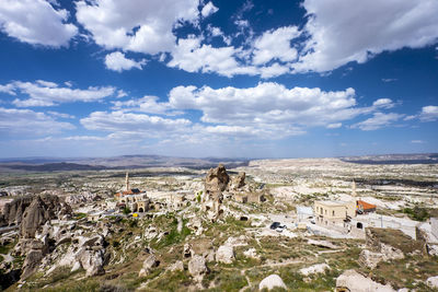 High angle view of buildings in city