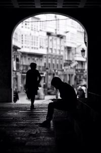 Woman standing in city