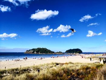 Scenic view of beach against sky