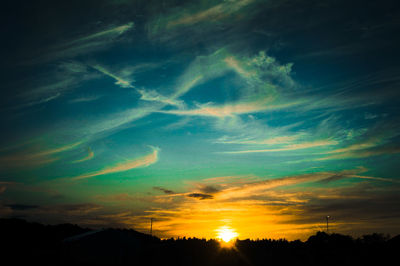 Low angle view of silhouette trees against sky during sunset