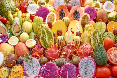 Full frame shot of multi colored fruits on cactus