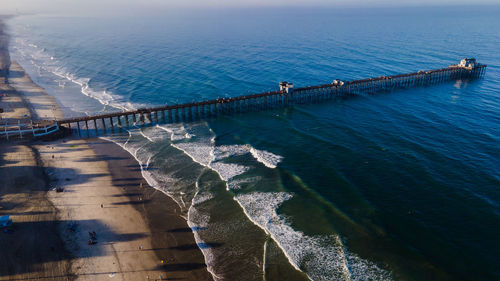 High angle view of beach against sky