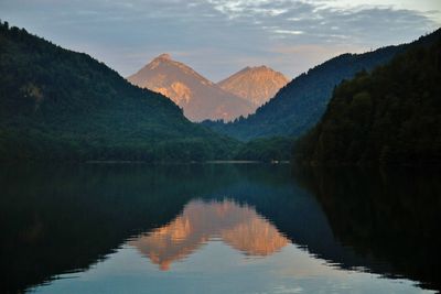 Scenic view of lake during sunset