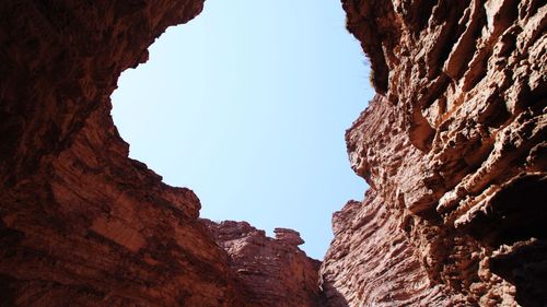 Low angle view of rock formations