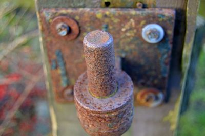 Close-up of rusty metallic object