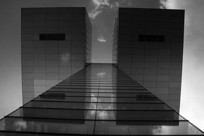 Low angle view of modern building against sky