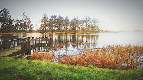 Scenic view of lake against sky