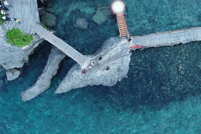 High angle view of swimming pool in sea