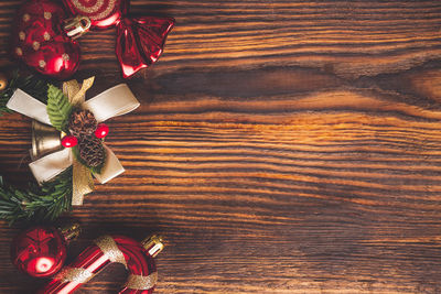Christmas decorations on table